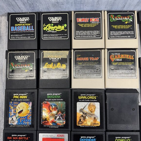 COLECO VISION & ADAM Atari LOT 33 GAMES YARS DONKEY KONG Mouse Trap PAC Man + - Picture 2 of 5